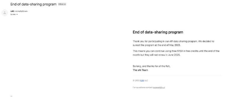 #tech #info 悲报：xAI 的 150 刀免费额度没有了